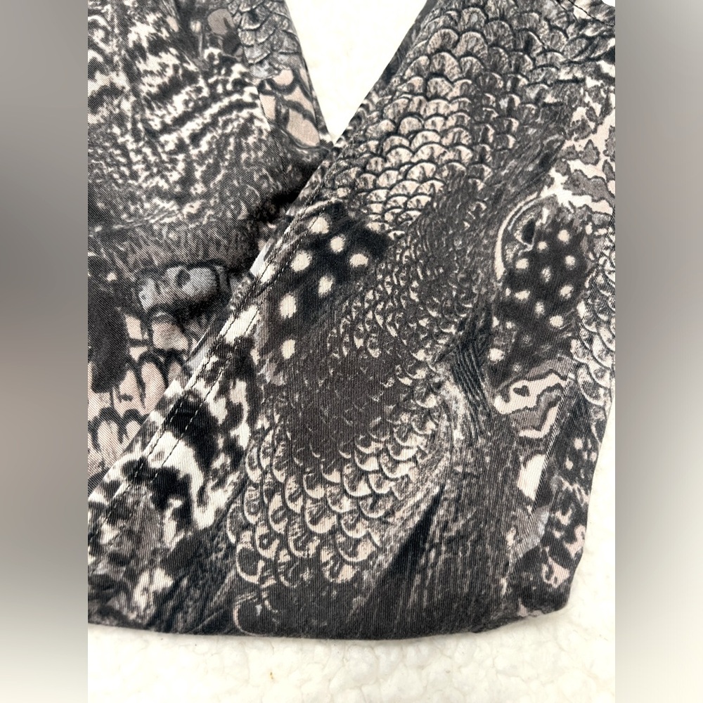 Rag & Bone Gray Tan Feather Snakeskin Print Skinny Jean Leggings - Size 24 - Picture 4 of 8